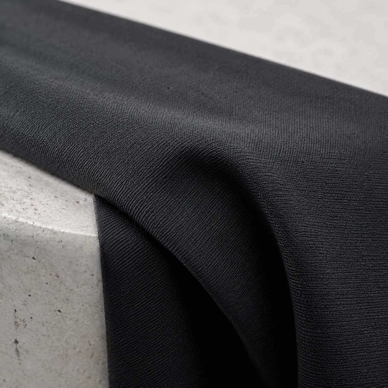 Anthracite wool gabardine, close detail